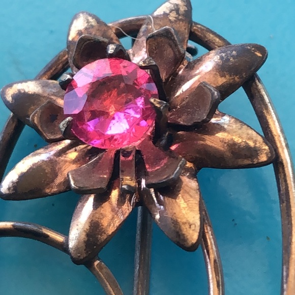 Antique Brooch Paste Stones White Co - Picture 2 of 8